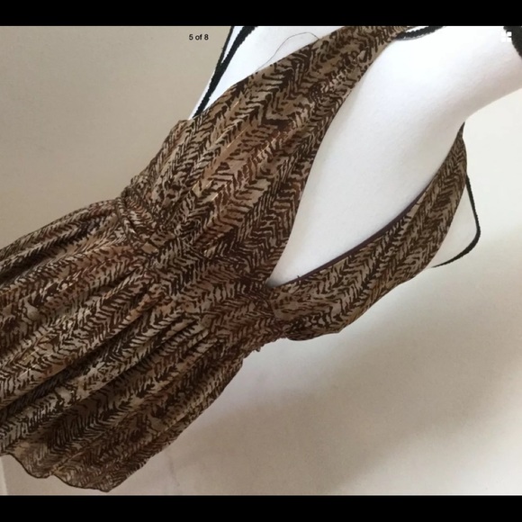 SELF ESTEEM Halter Blouse Semi-Sheer Browns Size S - Picture 3 of 7